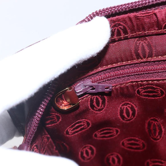 CARTIER Must Line Clutch Bag Leather Bordeaux Gold Auth BA8079