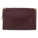CARTIER Must Line Clutch Bag Leather Bordeaux Gold Auth BA8079-2