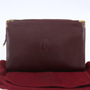 CARTIER Must Line Clutch Bag Leather Bordeaux Gold Auth BA8079-20