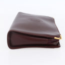 CARTIER Must Line Clutch Bag Leather Bordeaux Gold Auth BA8079-5
