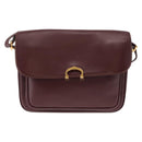 CARTIER Must Line Shoulder Bag Leather Bordeaux Gold Auth BA8080-2