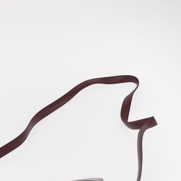 CARTIER Must Line Shoulder Bag Leather Bordeaux Gold Auth BA8080