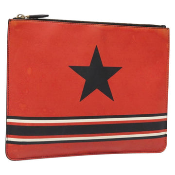 GIVENCHY Clutch Bag Leather Red Auth BA809