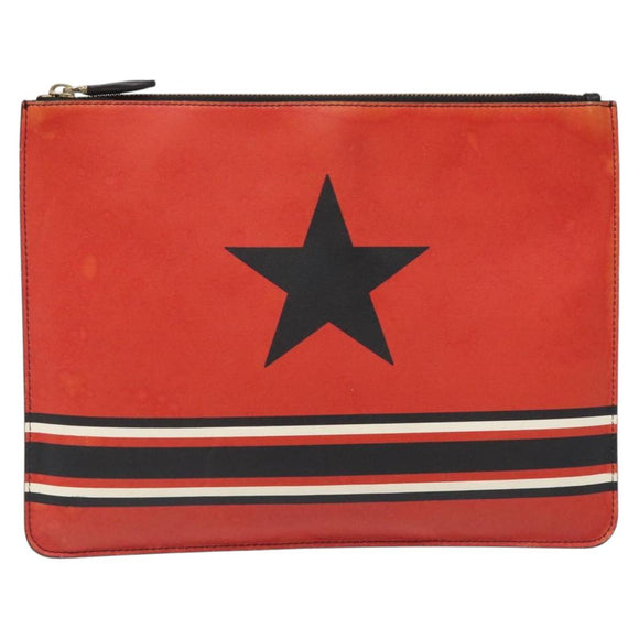 GIVENCHY Clutch Bag Leather Red Auth BA809