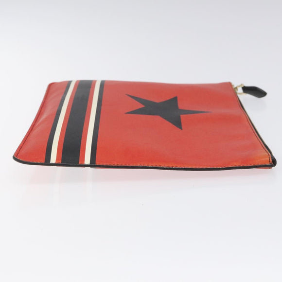 GIVENCHY Clutch Bag Leather Red Auth BA809