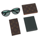 LOUIS VUITTON Christian Dior Sunglasses Wallet Leather 4 Set Green Auth BA8092-1