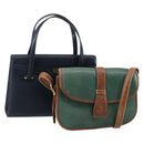 CELINE Givenchy Hand Bag Leather 2 Set Navy Green Auth BA8093-1