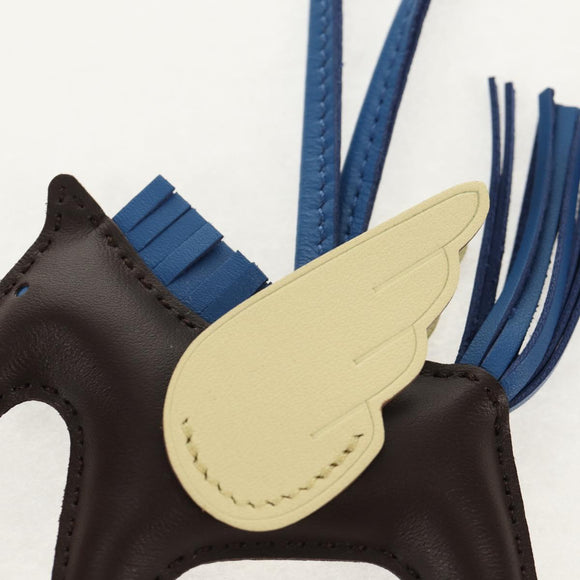 HERMES Rodeo PM Charm Leather Brown Blue Auth BA8095M