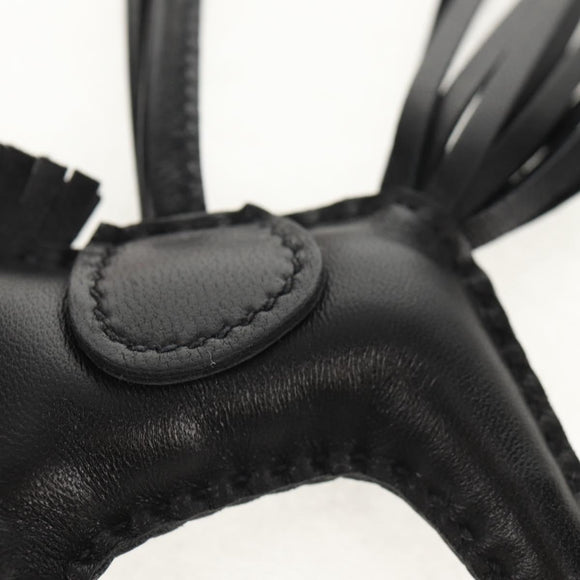 HERMES Rodeo PM Charm Leather Black Auth BA8096M