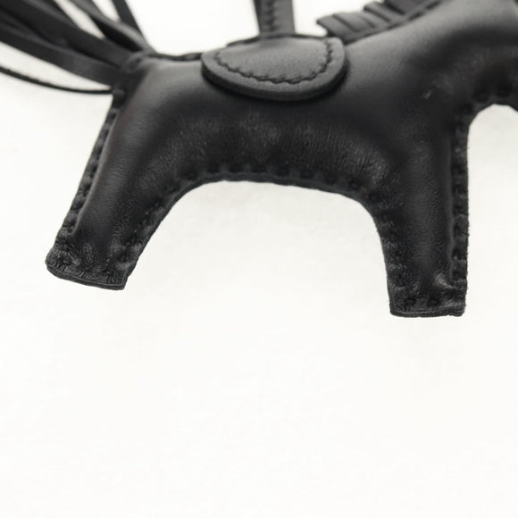 HERMES Rodeo PM Charm Leather Black Auth BA8096M