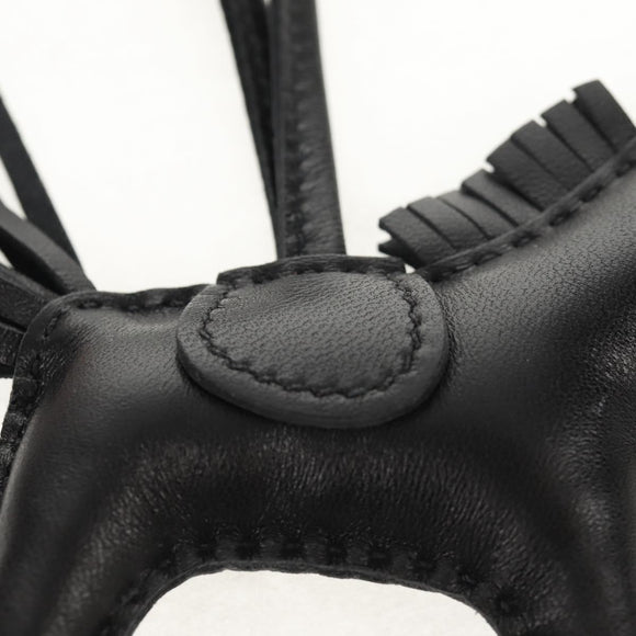 HERMES Rodeo PM Charm Leather Black Auth BA8096M