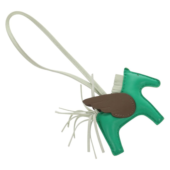 HERMES Rodeo PM Charm Leather Green Brown Auth BA8097M