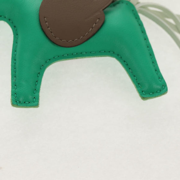 HERMES Rodeo PM Charm Leather Green Brown Auth BA8097M