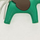 HERMES Rodeo PM Charm Leather Green Brown Auth BA8097M-4