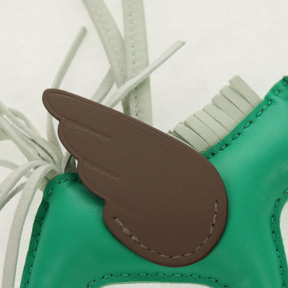 HERMES Rodeo PM Charm Leather Green Brown Auth BA8097M