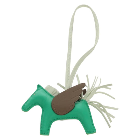 HERMES Rodeo PM Charm Leather Green Brown Auth BA8097M