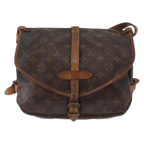 LOUIS VUITTON Monogram Saumur 30 Shoulder Bag M42256 LV Auth BA8124