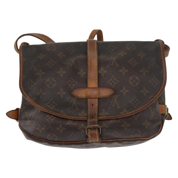 LOUIS VUITTON Monogram Saumur 30 Shoulder Bag M42256 LV Auth BA8124