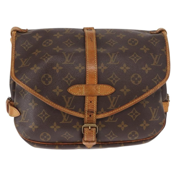 LOUIS VUITTON Monogram Saumur 30 Shoulder Bag M42256 LV Auth BA8125