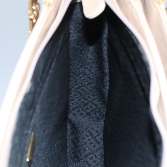 BALLY Quilted Shoulder Bag Leather Beige Gold Auth BA814