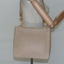 BALLY Quilted Shoulder Bag Leather Beige Gold Auth BA814-21