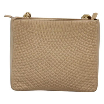 BALLY Quilted Shoulder Bag Leather Beige Gold Auth BA814 - 0
