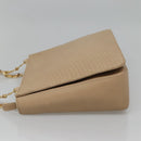 BALLY Quilted Shoulder Bag Leather Beige Gold Auth BA814-3