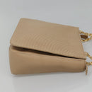 BALLY Quilted Shoulder Bag Leather Beige Gold Auth BA814-4