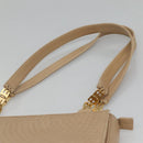 BALLY Quilted Shoulder Bag Leather Beige Gold Auth BA814-8