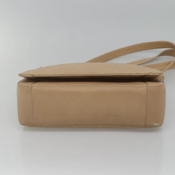 BALLY Quilted Shoulder Bag Leather Beige Gold Auth BA814