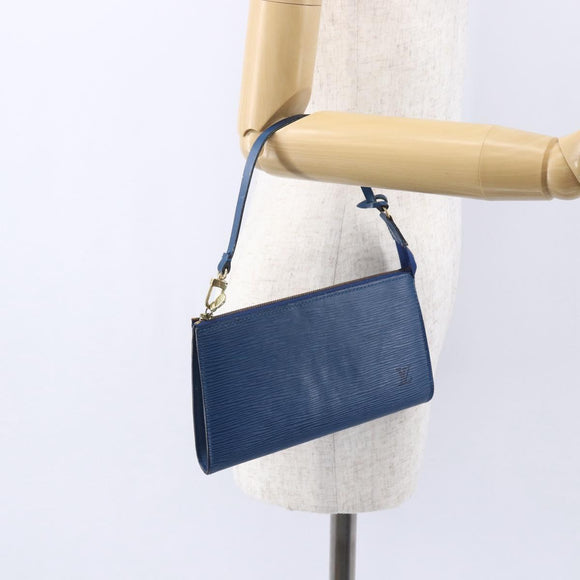 LOUIS VUITTON Epi Pochette Accessoires Pouch Blue M52985 LV Auth BA8155