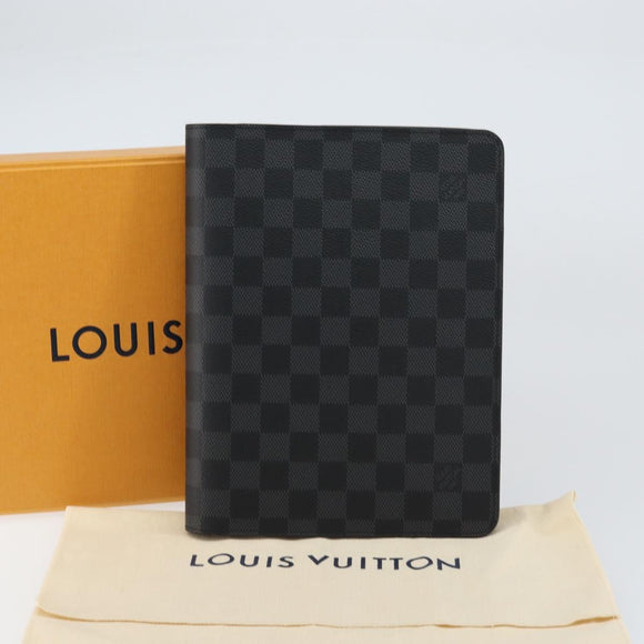 LOUIS VUITTON Damier Graphite Agenda Bureau Note Cover R20974 LV Auth BA8160