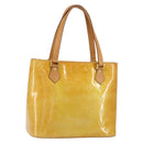 LOUIS VUITTON Monogram Vernis Houston Hand Bag Beige M91004 LV Auth BA8163-1