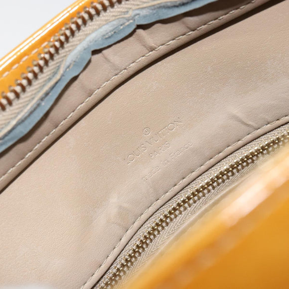 LOUIS VUITTON Monogram Vernis Houston Hand Bag Beige M91004 LV Auth BA8163