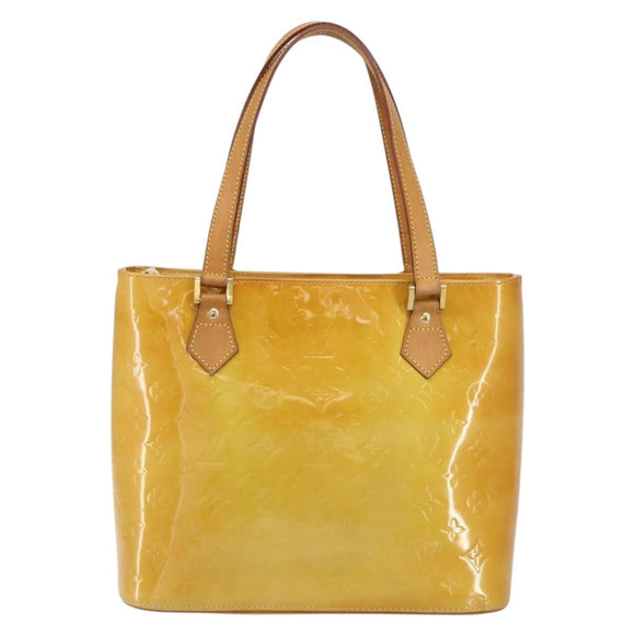 LOUIS VUITTON Monogram Vernis Houston Hand Bag Beige M91004 LV Auth BA8163