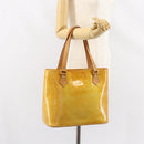 LOUIS VUITTON Monogram Vernis Houston Hand Bag Beige M91004 LV Auth BA8163-25