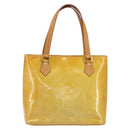 LOUIS VUITTON Monogram Vernis Houston Hand Bag Beige M91004 LV Auth BA8163-3