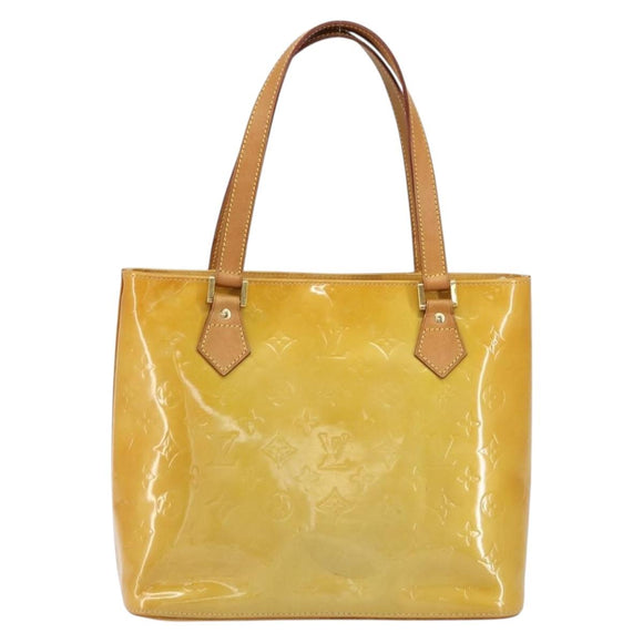 LOUIS VUITTON Monogram Vernis Houston Hand Bag Beige M91004 LV Auth BA8163
