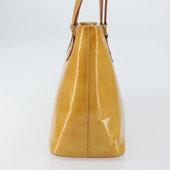 LOUIS VUITTON Monogram Vernis Houston Hand Bag Beige M91004 LV Auth BA8163