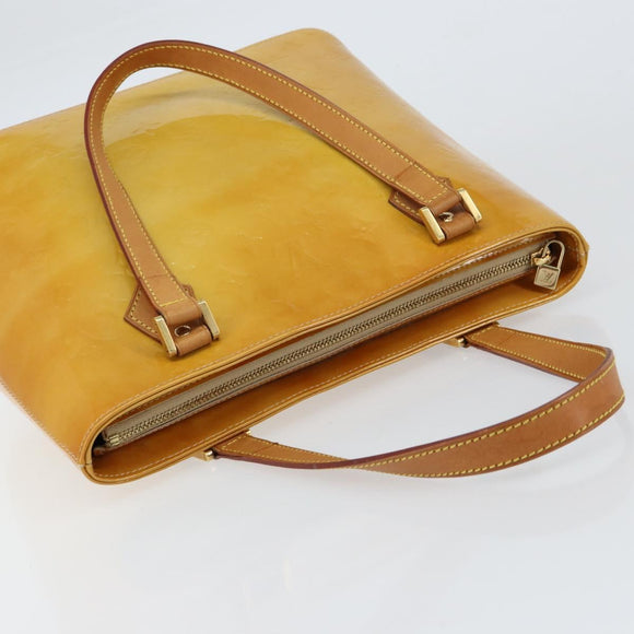 LOUIS VUITTON Monogram Vernis Houston Hand Bag Beige M91004 LV Auth BA8163