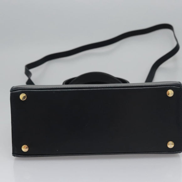 Salvatore Ferragamo Vala Hand Bag Leather 2way Navy Gold Auth BA817