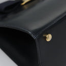 Salvatore Ferragamo Vala Hand Bag Leather 2way Navy Gold Auth BA817-9