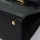 Salvatore Ferragamo Vala Hand Bag Leather 2way Navy Gold Auth BA817-16