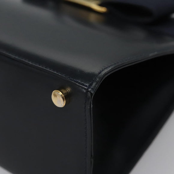 Salvatore Ferragamo Vala Hand Bag Leather 2way Navy Gold Auth BA817