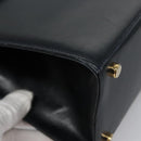 Salvatore Ferragamo Vala Hand Bag Leather 2way Navy Gold Auth BA817-17