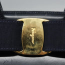 Salvatore Ferragamo Vala Hand Bag Leather 2way Navy Gold Auth BA817-10