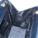 Salvatore Ferragamo Vala Hand Bag Leather 2way Navy Gold Auth BA817-19