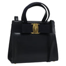 Salvatore Ferragamo Vala Hand Bag Leather 2way Navy Gold Auth BA817-1