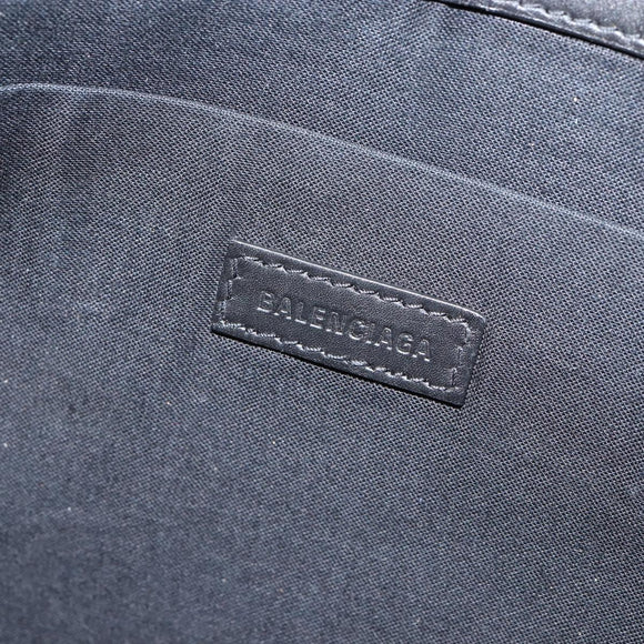 BALENCIAGA Clip M Bag Canvas Leather Beige Black Silver 373834 Auth BA8170