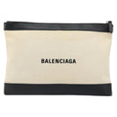 BALENCIAGA Clip M Bag Canvas Leather Beige Black Silver 373834 Auth BA8170-2